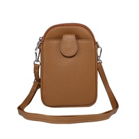 Litchi Texture Phone Crossbody Bag Leather Case For 5.5 Inch - 7.2 Inch Phones - Brown thumbnail