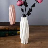 Set of 3 Creative Plastic Camellia Vases for Wet and Dry Decor - Pink thumbnail