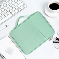 Leather Portable Bag with Cloth Texture - Green thumbnail