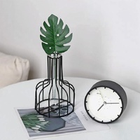 Black Wrought Iron Hydroponic Glass Flower Decoration - no Fake Flowers - Black thumbnail