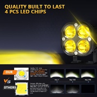 Car 3 Inch 4Leds Continuous Spotlight 20W / 2000Lm / 6000K / Dc9 - 80V - Yellow thumbnail