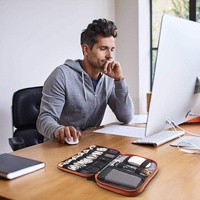 Portable Multi-functional Headphone Charger and Data Cable Storage Bag with Power Pack - 24 x 12 x 5cm - Black thumbnail