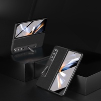 Leather Phone Case with Holder for Samsung Galaxy z Fold 4 / 5g - Wave Design - Green thumbnail