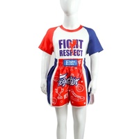 Kids Boxing Set - Sparring Shorts And Tights - Bright Green - Hit Red - L thumbnail