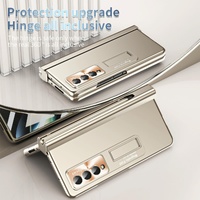 Foldable Phone Case with Pen Slot for Samsung Galaxy z Fold 4 - Electroplated - Black thumbnail