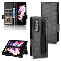 Symmetrical Leather Triangle Phone Case for Samsung Galaxy z Fold 4 - Blue thumbnail