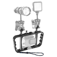 Aluminum Dual Handheld Diving Light Arm Mount for Action Cameras - Black thumbnail