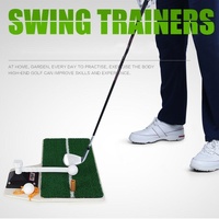 Portable Golf Putting Mat with Push Rod Trainer - 48x23cm - Black thumbnail