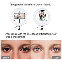 7.9 Mirror Light with Tripod & Usb 3 Modes Dual Colour Curved Ring Light for Vlogging Selfie Photography Video Phone Clamp - Black thumbnail