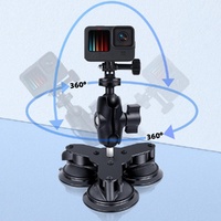 Triangle Suction Cup Mount for Gopro with Tripod Adapter and Phone Clamp thumbnail