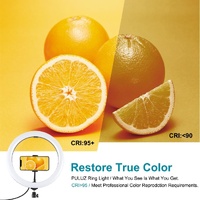 11.8 Led Ring Light with Tripod and Phone Clamp - 3 Modes Dual Colour Temperature Curved Surface - Black thumbnail