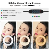 6.2 Led Ring Light with Usb 3 Modes Dimmable Vlogging Photography Video Pocket Tripod Mount Cold Shoe Ball Head Black thumbnail