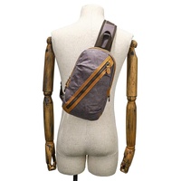 Canvas & Leather Men Chest Bag Crossbody & Waist Bag Combo - Khaki thumbnail