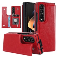 Foldable Phone Case with Double Buckle Card Slot for Samsung Galaxy z Fold4 - Red thumbnail