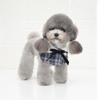 Dog Shawl Small Cloak Pet Bow Ttie Saliva Towel Pet Accessories - Size S - Gray Yellow Grid thumbnail
