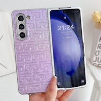 Geometric Gradient Leather Phone Case for Samsung Galaxy z Fold 4 5g - Pearlescent Finish - Silver thumbnail