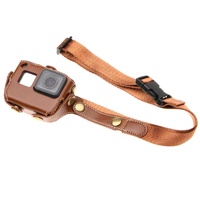 Leather Housing Case with Neck Strap and Buttons for Gopro Hero7 / 6 / 5 - Black - Coffee thumbnail