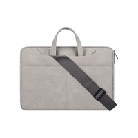 Detachable Shoulder Strap Business Laptop Bag - 14.1-15.4 Inch Frosted Pu - Dark Gray thumbnail