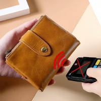 Leather Rfid Wallet with Dual Zippers - Coffee thumbnail