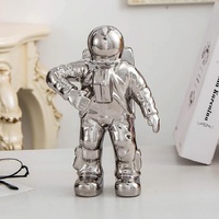 Salute Astronaut Ceramic Vase - Tabletop Decor with Dried Flowers - Silver thumbnail