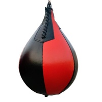 Adult Hanging Speed Ball For Boxing Fitness - Free Punching Bag - Pear Shape Red & Black thumbnail
