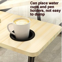 Adjustable Folding Laptop Desk with Cup Holder - Four-speed Lifting Table for Dorms - White Maple thumbnail