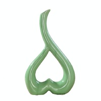 Creative Heart-shaped Ceramic Flower Vase for Home Office or Wedding Decor - Yellow thumbnail