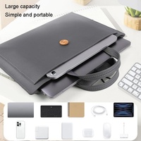 Waterproof Elastic Button Laptop Handbag - Pu Material - Rose Pink - 15.4/16 Inch thumbnail
