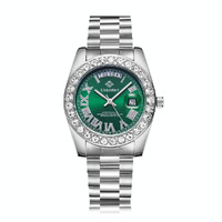 Men Quartz Watch with Diamond-encrusted Roman Numeral Dial - Silver Shell Green Dial thumbnail
