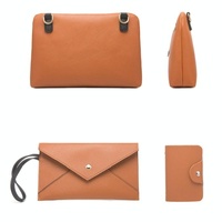 Large Capacity 4-in-1 Messenger Handbag with Fashionable Colour Block Design - Brown thumbnail
