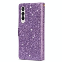 Sparkling Leather Zip Case for Samsung Galaxy z Fold 4 - Zipper Closure - Purple thumbnail