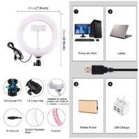 7.9 Dual Colour Led Ring Light with Usb Dimmable for Vlogging and Photography - Pink thumbnail