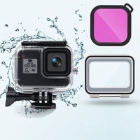 Waterproof Case for Gopro Hero8 with Touch Back Cover and Colour Lens Filter - 45m - Pink thumbnail