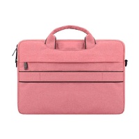 14.1 Inch Laptop Handbag With Hidden Strap And Suitcase Belt - Waterproof And Tear-Resistant - Pink thumbnail