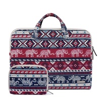 11.6 Inch Simple Business Laptop Bag with Liner - Ls-116 - Canvas Vintage Pattern Pink thumbnail