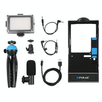 Bluetooth Vlogging Kit With Led Light Mic Tripod - Blue thumbnail
