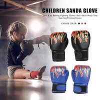 Adult Flame Pattern Pu Leather Boxing Gloves - Fitness - Red thumbnail