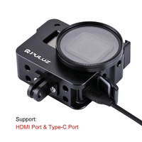 Aluminum Protective Cage with Uv Lens for Gopro Hero 2018 / 7 / 6 / 5 - 52mm - Red thumbnail