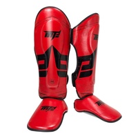 Thickened Leg Guards For Freestyle Grappling Thai Boxing And Taekwondo - Red thumbnail
