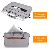Portable Laptop Tablet Bag - 15.4 Inch Double Side Pockets Soft Handle Oxford Cloth - Navy Blue thumbnail