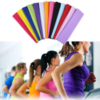 PLAIN HEADBAND Elastic Stretch Sports Yoga Hair Band Unisex 8cm Wide Wrap - Purple thumbnail