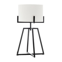 Modern Dimmable Floor Lamp + Table Desk Lamp w/ Linen Shade Scandi - Matte Black thumbnail