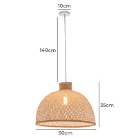 Natural Hand Woven Bamboo Dome Pendant Lamp Hanging Light Rattan Style thumbnail