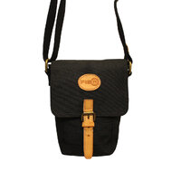 FIB Water Resistant Small Shoulder Canvas Bag w Adjustable Shoulder Strap - Black thumbnail