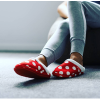 ARCHLINE Orthotic Slippers Slip On Scuffs Pain Relief Moccasins - Red Polka Dot - EUR 41 (Womens US 10) thumbnail