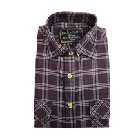Mens Flannelette Shirt 100% Cotton Check Authentic Flannel Long Sleeve Vintage - Burgundy - S thumbnail