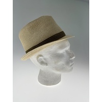 Dents Mens Straw Hat Toyo Trilby Fedora Summer Sun Stingy Brim  - Natural/Brown - L/XL thumbnail