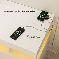 Buffet Sideboard Cabinet With RGB LED Light and Charging Station Console Coffee Bar White thumbnail