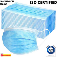 100x Disposable SURGICAL MASKS Face Guard Dust Mouth 3 Ply Air Purifying thumbnail