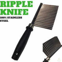LARGE RIPPLE JELLY KNIFE Stainless Steel Blade Potato Crinkle Wavy Cutter Slicer thumbnail